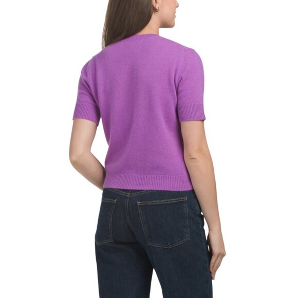 WILT Petunia Cashmere Short Sleeve Cardigan Sweater - Picture 2 of 2